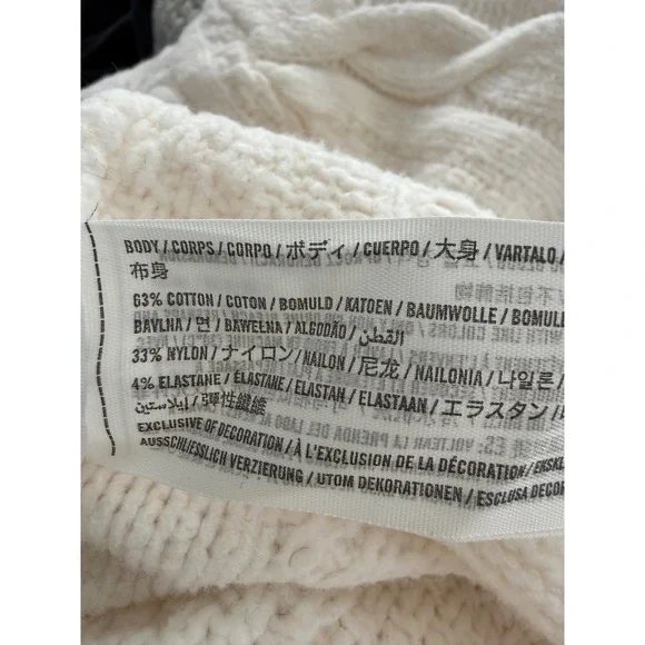 Abercrombie & Fitch Womens Cream Cable Knit Turtleneck Sweater XS White Cotton - Picture 6 of 9